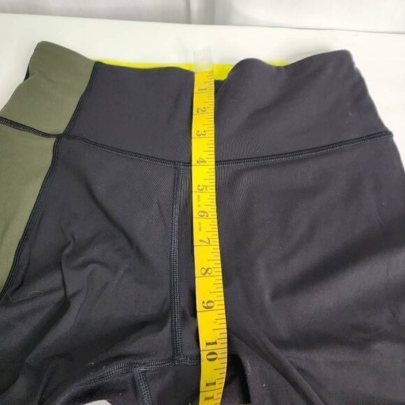 Athleta Asym Colorblock Tight Leggings Women's Size Small Black Yellow High Rise - Picture 10 of 11